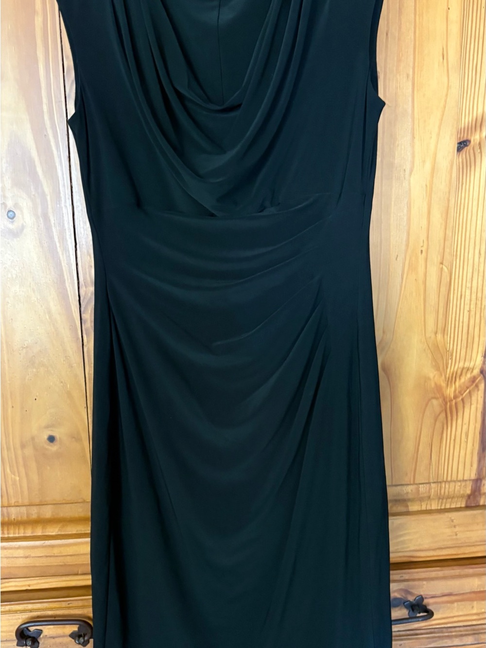 Ralph Lauren Black Draped Neck Midi Dress